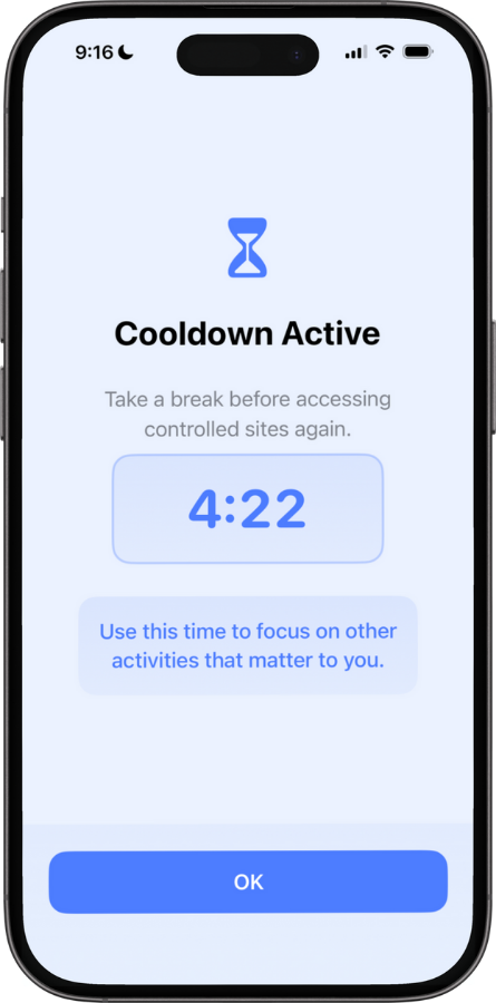 Cooldown Periods feature on phone